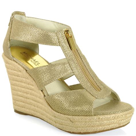 michael kors damita gold|Damita Linen Wedge .